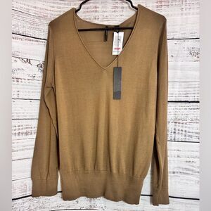 Isda & Co sweater Womens size large Knit peruvian pima Cotton ginger V Neck New